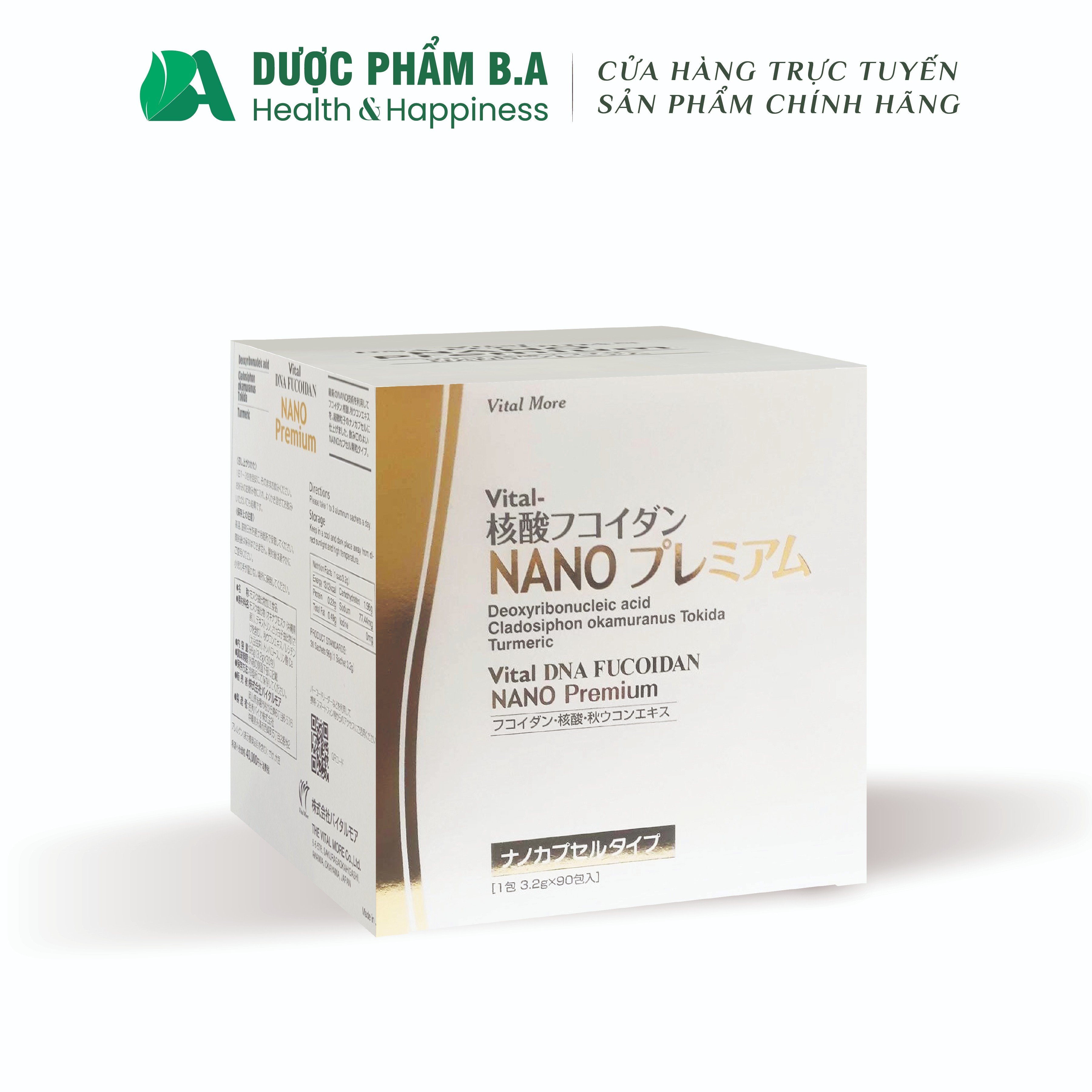 Bột Uống Vital DNA Fucoidan Nano Premium, Hộp 90 Gói